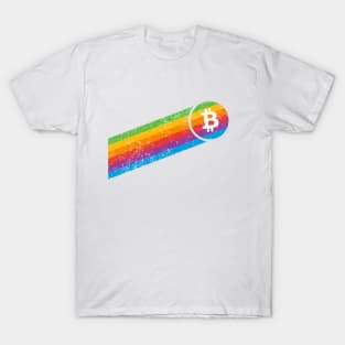 Vintage Retro Bitcoin Rainbow T-Shirt